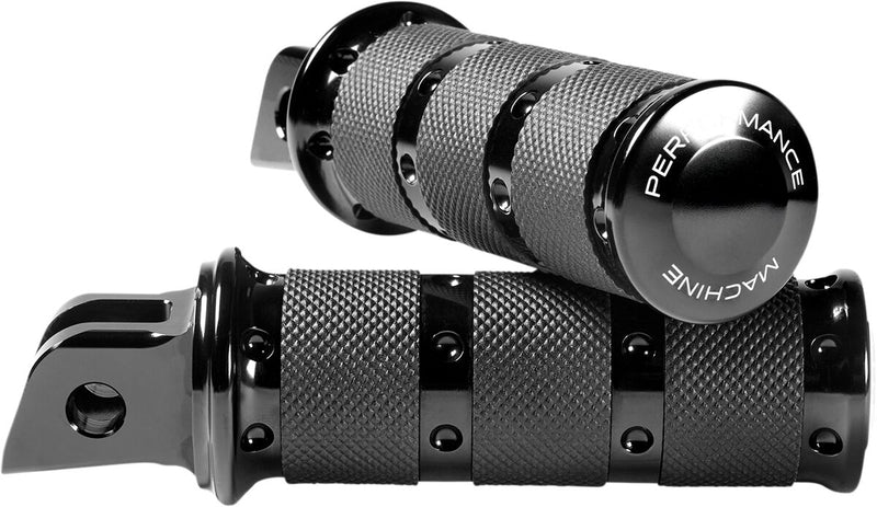Performance Machine XLS Foot Pegs - Folding, Billet Aluminum, Pair - Black for Harley-Davidson Softail, Dyna & FXR 2018-2024