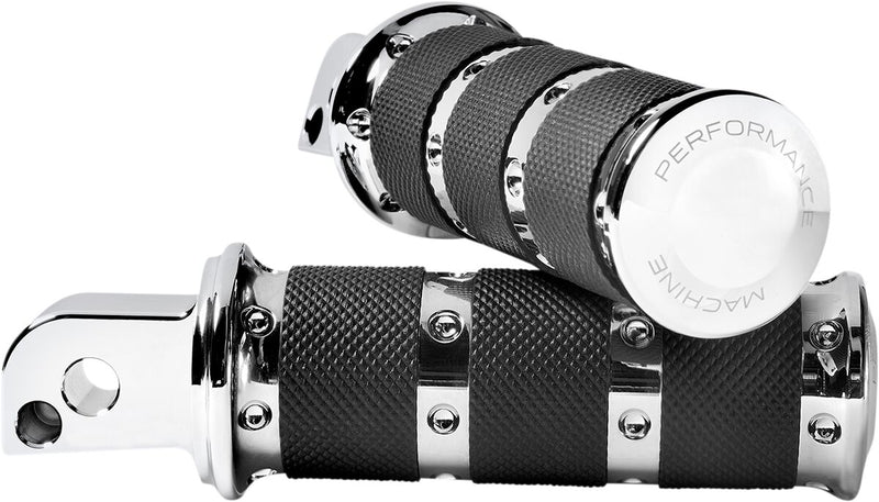 Performance Machine XLS Foot Pegs - Pair, Billet Aluminum, Folding - Chrome for Harley-Davidson Softail, Dyna & FXR 2018-2024