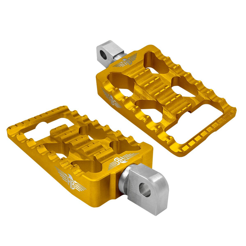 Heinz Bikes Foot Pegs for Harley - Aluminum, Pair, MX - Gold for Harley-Davidson Softail, Dyna & FXR 2018-2024