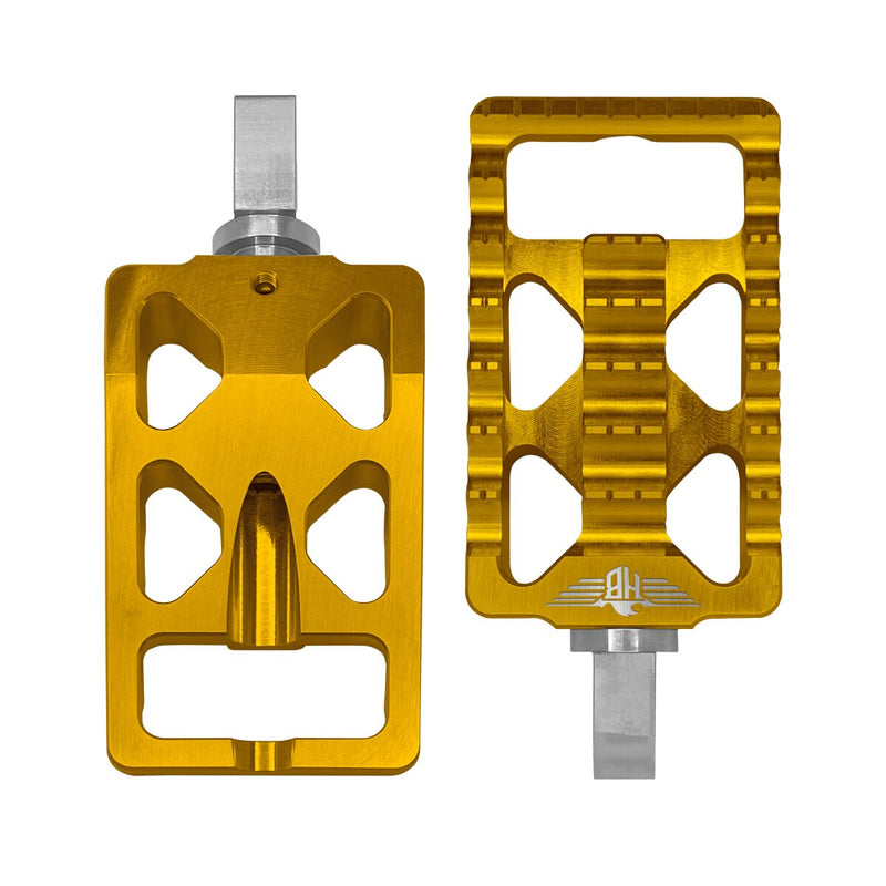 Heinz Bikes MX Passenger Footpegs In Gold For Harley-Davidson 2018-2025 Softail & 2021-2025 Sportster RH Models