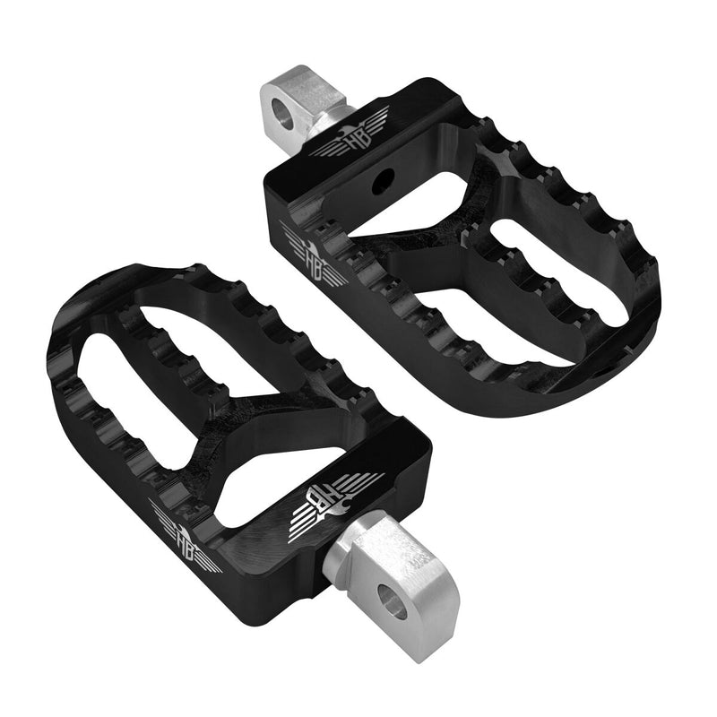 Heinz Bikes Foot Pegs for Harley - Footrest, MX, Aluminum - Black for Harley-Davidson Softail, Dyna & FXR 2018-2024