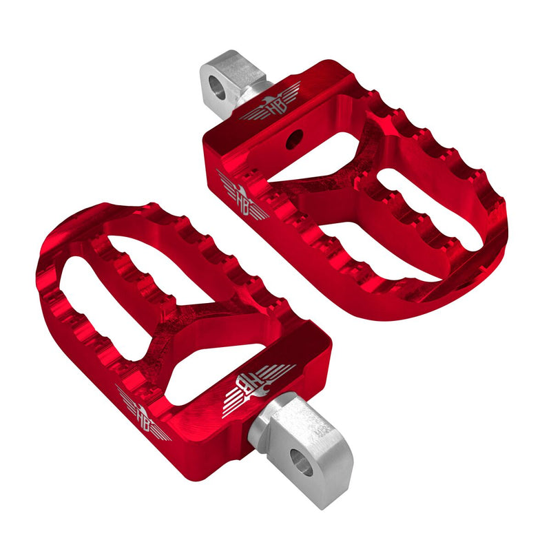 Heinz Bikes Foot Pegs for Harley - Aluminum, MX, Pair - Red for Harley-Davidson Softail, Dyna & FXR 2018-2024