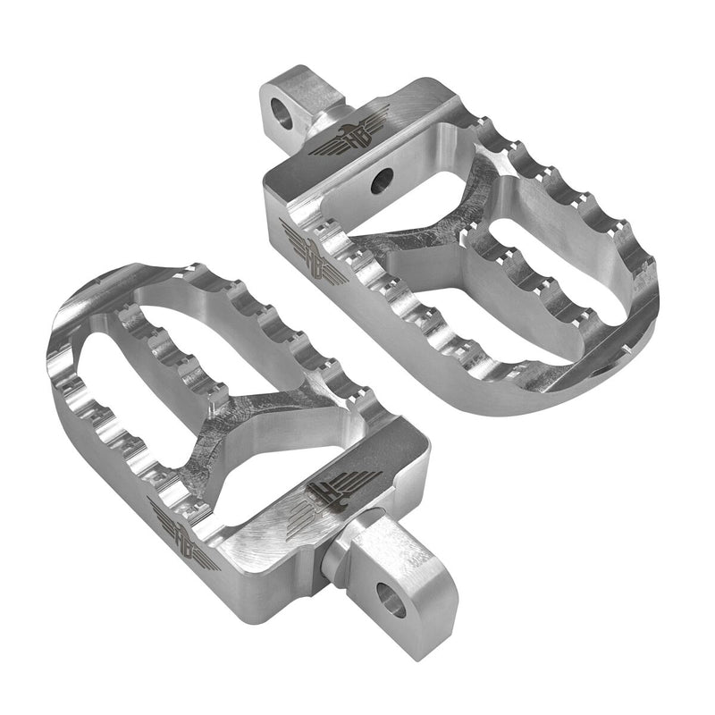 Heinz Bikes MX Passenger Footpegs In Silver For Harley-Davidson 2018-2025 Softail & 2021-2025 Sportster RH Models