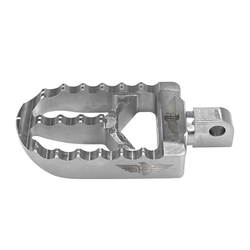 Heinz Bikes MX Passenger Footpegs In Silver For Harley-Davidson 2018-2025 Softail & 2021-2025 Sportster RH Models