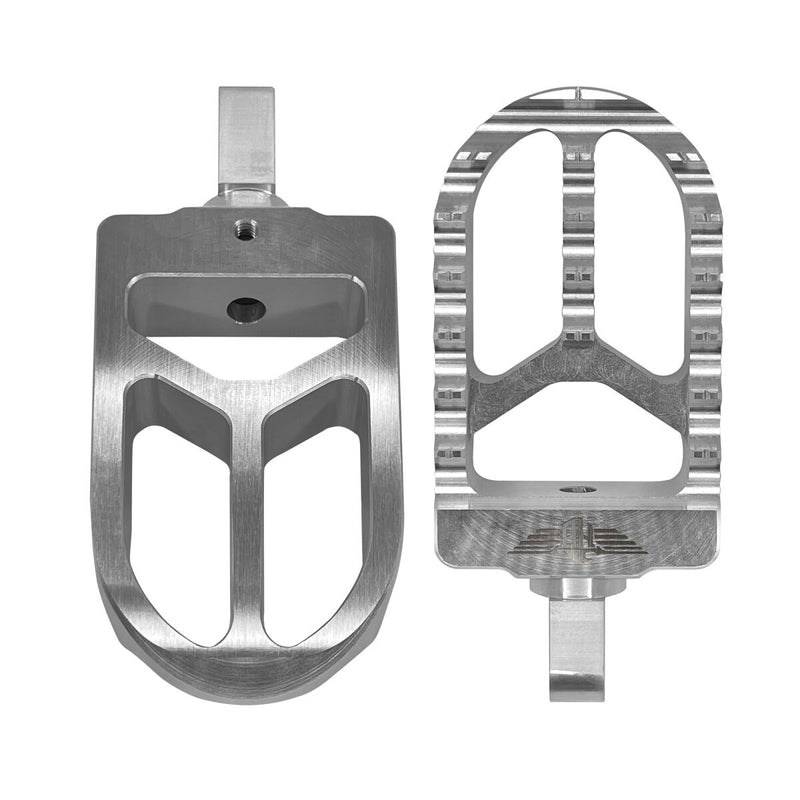 Heinz Bikes MX Driver/Passenger Footpegs In Silver For Harley-Davidson 1991-2017 Dyna, 1981-2022 Sportster & 1984-2017 Softail Models