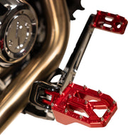 Thrashin Supply Co. Aggressor Foot Pegs for 1972-2025 Harley-Davidson Anodised Red Rear 6061 Billet Aluminium Stainless Steel Pair #TSC-2022-2-D