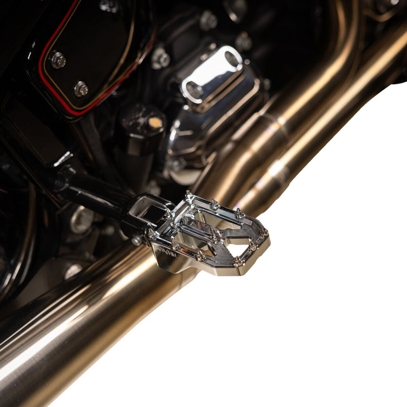 Thrashin Supply Co. Aggressor Foot Pegs for 1972-2025 Harley-Davidson Chrome Silver Rear 6061 Billet Aluminium Stainless Steel Pair #TSC-2022-3-D