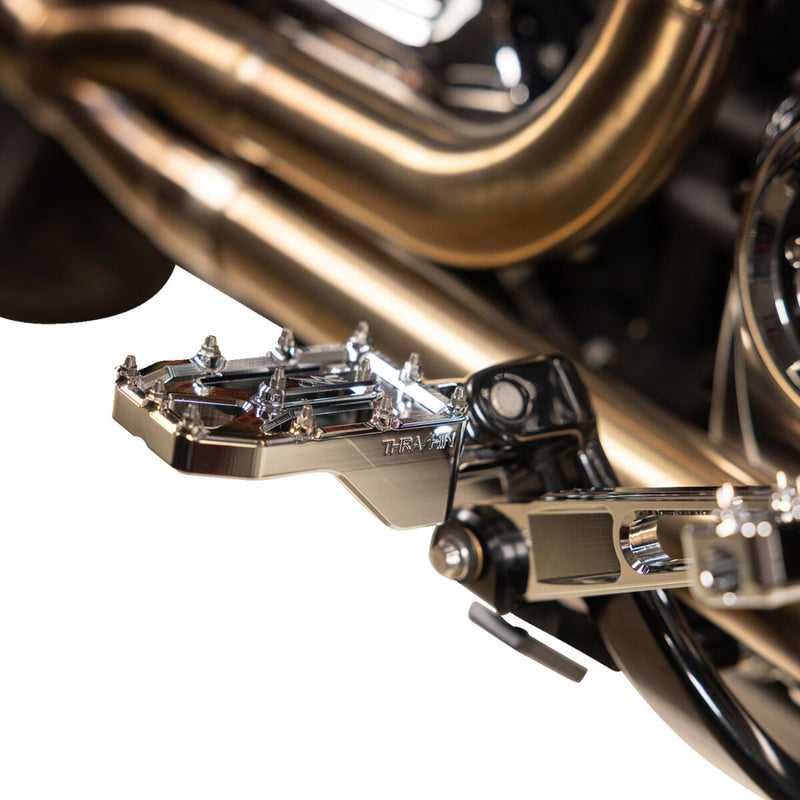 Thrashin Supply Co. Aggressor Foot Pegs for 1972-2025 Harley-Davidson Chrome Silver Rear 6061 Billet Aluminium Stainless Steel Pair #TSC-2022-3-D