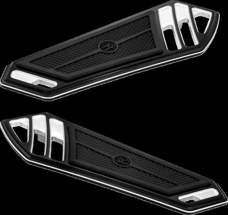 Performance Machine Superlight Floorboards - Pair, Standard, Billet Aluminum - Black / Silver for Harley-Davidson Touring, Softail & Trike 1983-2026