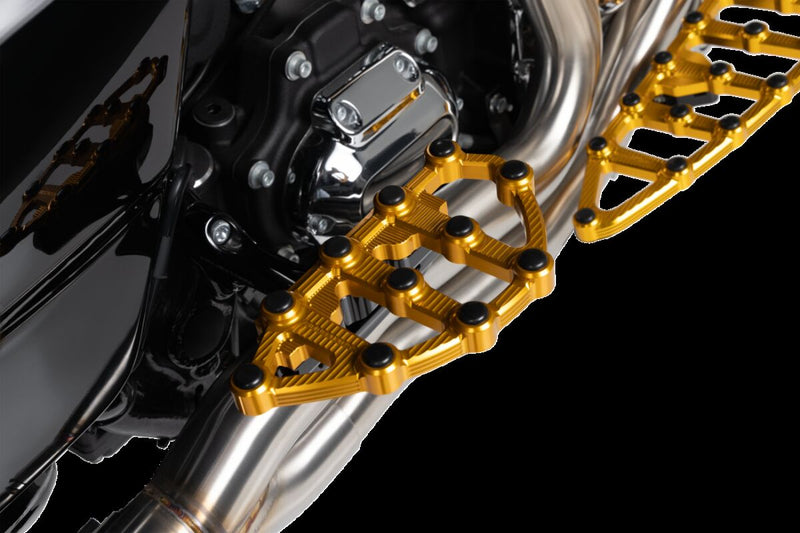 Arlen Ness Gold MX Driver Floorboards for Various Various Harley-Davidson Motorcycles (See Fitment List)