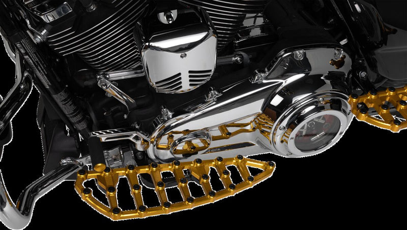 Arlen Ness Gold MX Driver Floorboards for Various Various Harley-Davidson Motorcycles (See Fitment List)