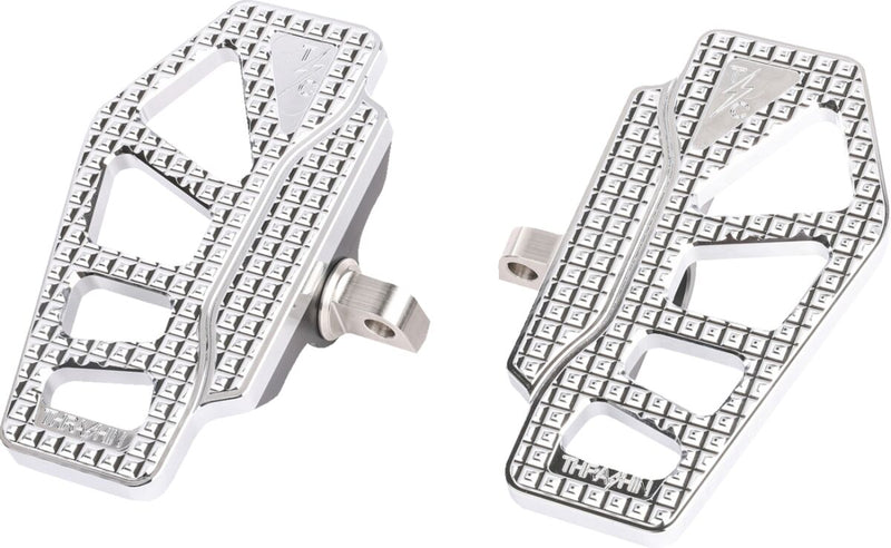 Thrashin' Supply Co. Apex Mini Floorboards - 89 mm (3-1/2"), Pair, 6061 Billet Aluminum - Chrome for Harley-Davidson Touring, Softail, Sportster & Dyna 1936-2025