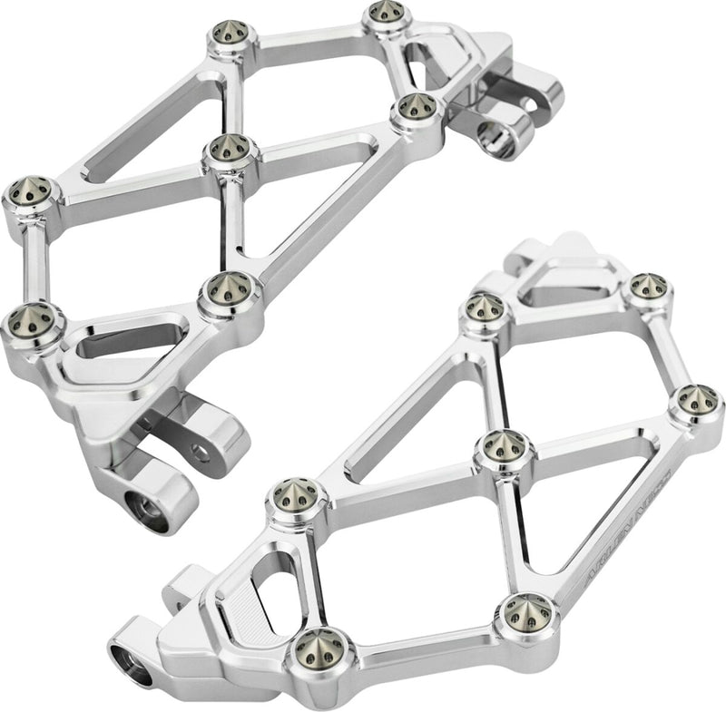 Arlen Ness Mini Diamond Floorboards - Billet Aluminum /  Titanium, Pair, 24 cm (9-1/2") - Chrome for Harley-Davidson Touring, Softail & Trike 1983-2024