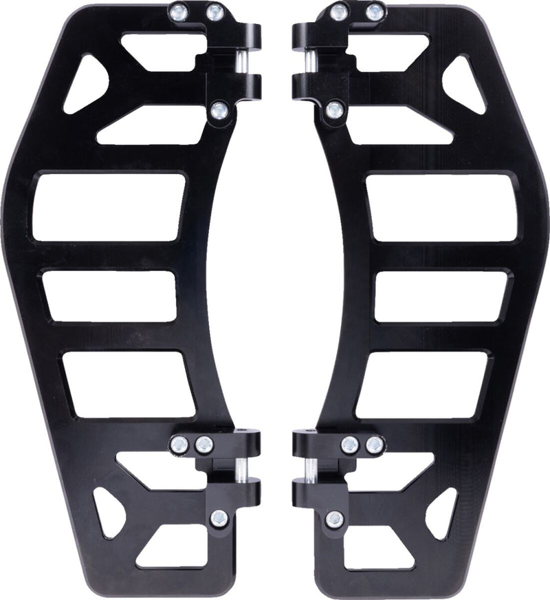 Thrashin Supply Co. Aggressor Floorboards for 1972-2025 Harley-Davidson Anodised Black 6061 Billet Aluminium Stainless Steel Pair #TSC-2219-1