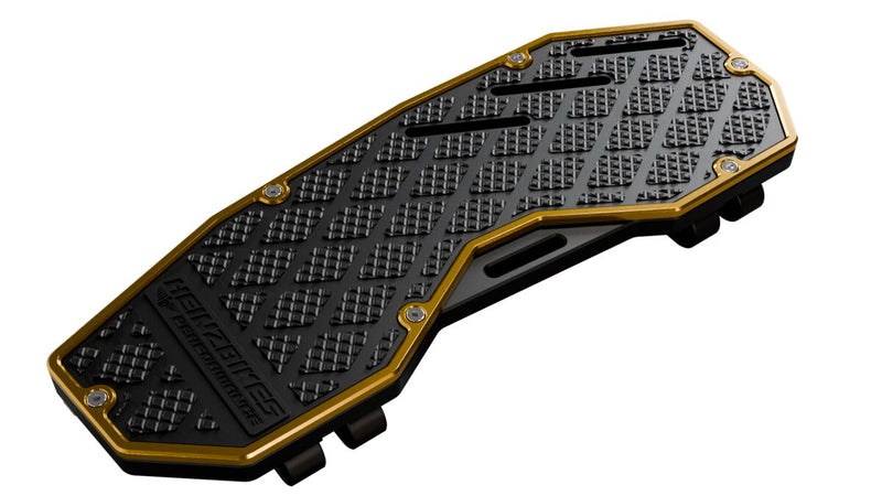Heinz Bikes Performance Floorboards for 1980-2025 Harley-Davidson Gold Black Bolt-On 6061 Billet Aluminium Pair #HB-PFB-G