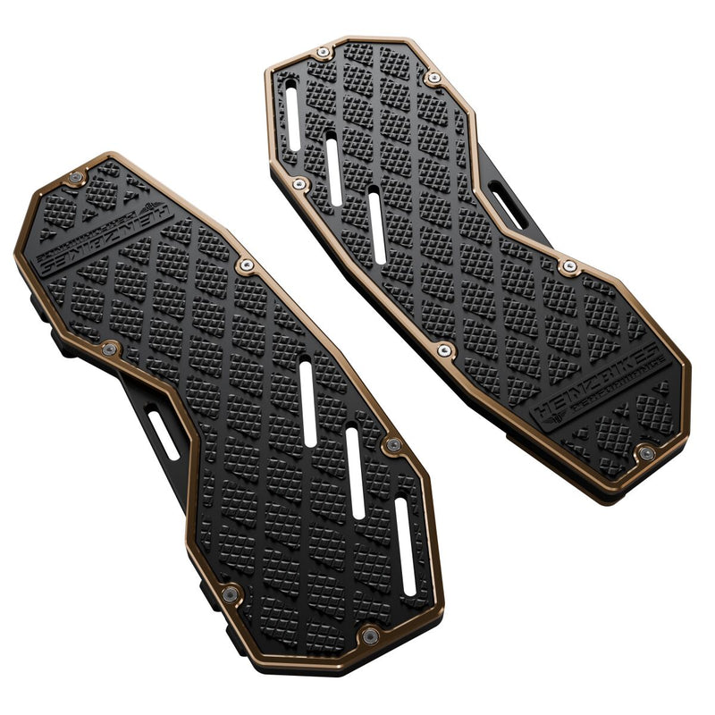 Heinz Bikes Performance Floorboards for 1980-2025 Harley-Davidson Bronze Black Bolt-On 6061 Billet Aluminium Pair #HB-PFB-BRO