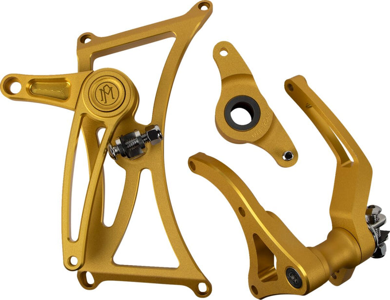 Performance Machine Mid Controls - 6061 T-6 Aluminum, Each - Gold for Harley-Davidson Touring 2014-2016