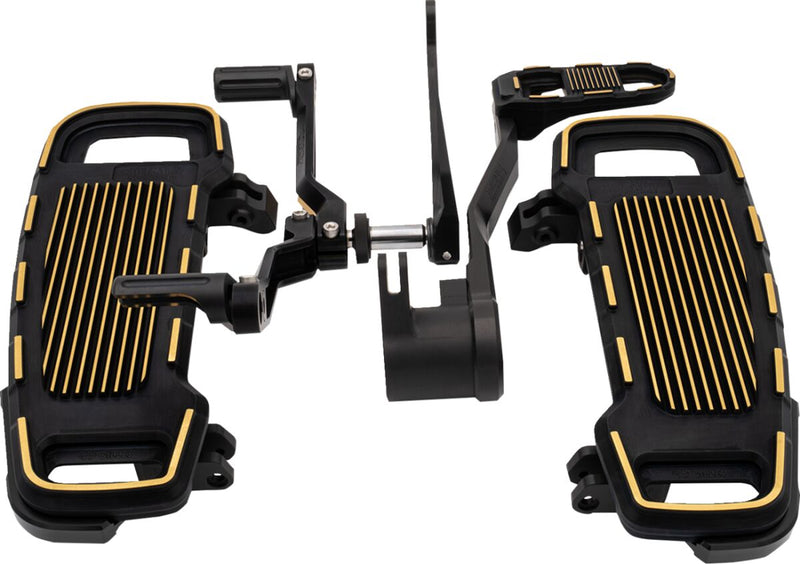 Drag Specialties Floorboard Kit Designed by Gilles for 2017-2025 Harley-Davidson Black Gold Aluminium