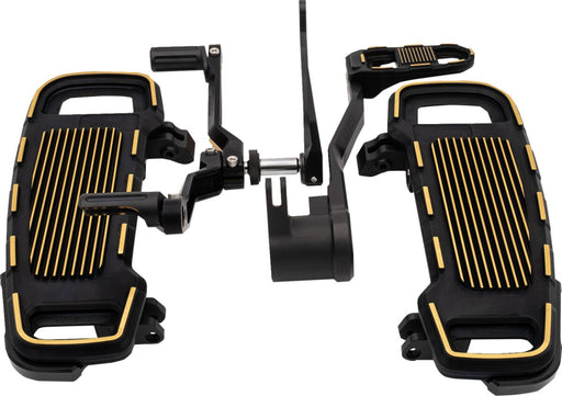 Drag Specialties Floorboard Kit Designed by Gilles for 2017-2025 Harley-Davidson Black Gold Aluminium