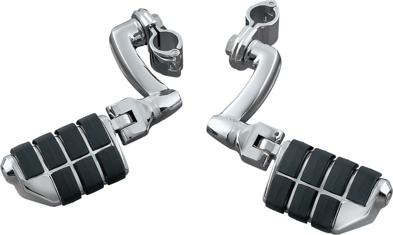 Kuryakyn Longhorn Offset Highway Pegs With Dually & 1 Inch Magnum Quick Clamps In Chrome