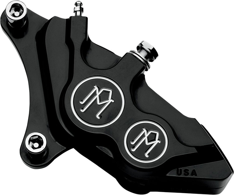 Performance Machine Four-piston Differential-bore Caliper - Aluminum, Each - Aluminum / Black / Matte for Harley-Davidson Touring, Softail, Sportster & Dyna 2000-2017