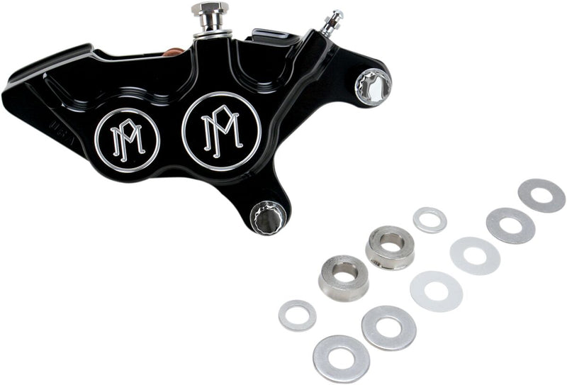 Performance Machine Four-piston Differential-bore Caliper - Aluminum, Each - Aluminum / Black / Matte for Harley-Davidson Touring, Softail, Sportster & Dyna 2000-2018