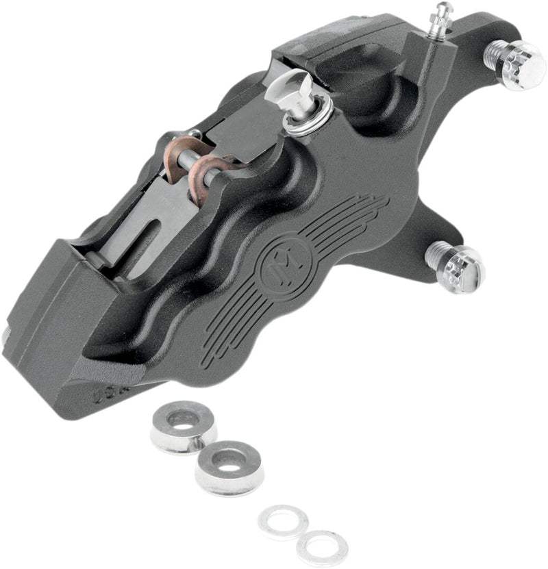 Performance Machine Six-piston Differential-bore Front Caliper - Aluminum, Kit - Black / Matte for Harley-Davidson Touring, Sportster, Dyna & V-Rod 2000-2017