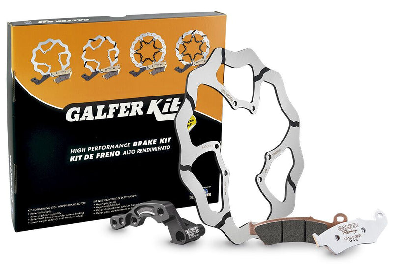 Galfer Oversize Wave Brake Rotor Kit Offroad Front Flame Black Silver Solid-Mount One Piece (Fixed) Aluminium Stainless Steel
