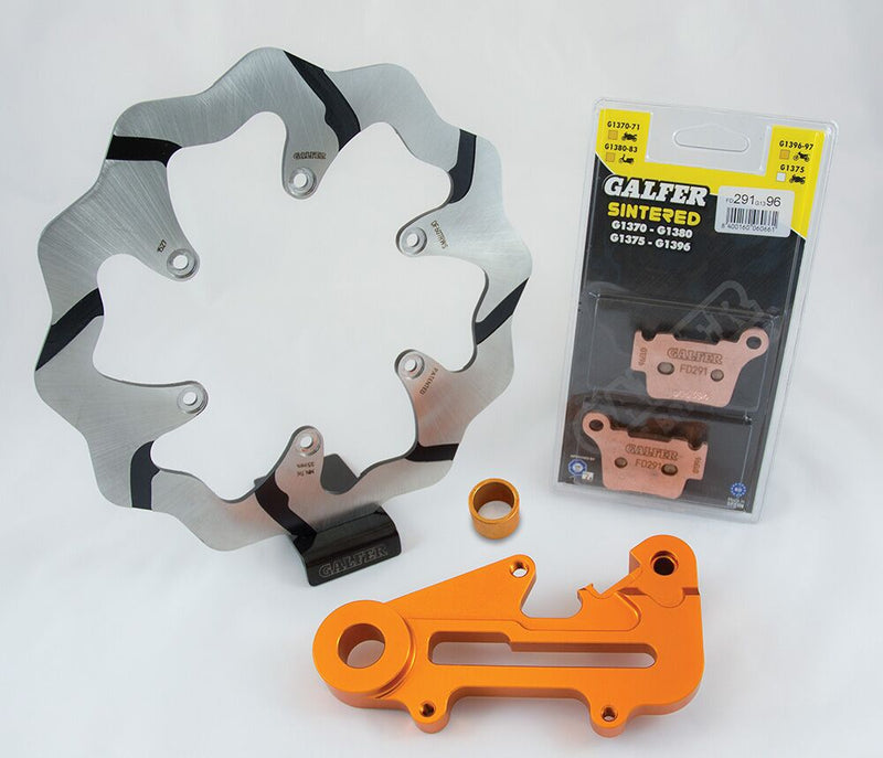 Galfer Oversize Wave Rotor Kit Rear Brake Rotor Kit Black Orange Solid-Mount One Piece (Fixed) Aluminium Stainless Steel