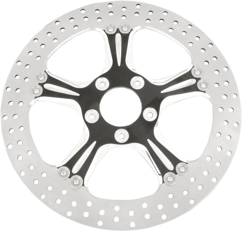 Performance Machine Two-piece Brake Rotor - Two Piece (Floating), Each, Round - Black / Matte / Silver for Harley-Davidson Touring, Softail, Sportster & Dyna 2000-2023