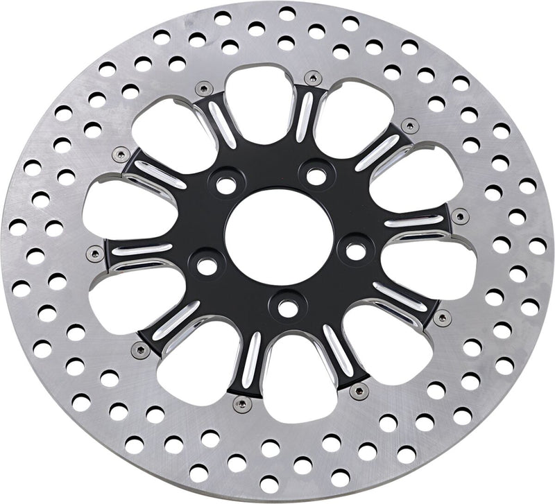 Performance Machine Two-piece Brake Rotor - Aluminum, Round, Revel - Black / Matte / Silver for Harley-Davidson Touring, Softail, Sportster & Dyna 2000-2017