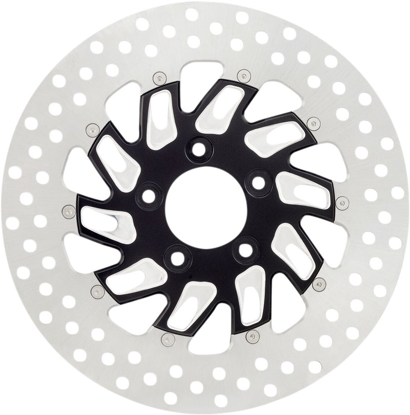 Performance Machine Two-piece Brake Rotor - Round, Aluminum, Two Piece (Floating) - Black / Matte / Silver for Harley-Davidson Touring, Softail, Sportster & Dyna 2006-2025