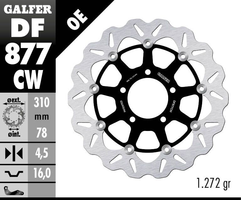 Galfer Brake Rotors for 2000-2006 TRIUMPH Wave® Black Silver Full-Floating Front Two Piece (Floating) Aluminium Stainless Steel #DF877CW
