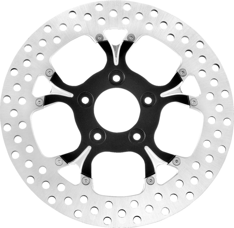 Performance Machine Two-piece Brake Rotor - Each, Galaxy, Two Piece (Floating) - Black / Matte / Silver for Harley-Davidson Touring, Softail, Sportster & Dyna 2008-2025