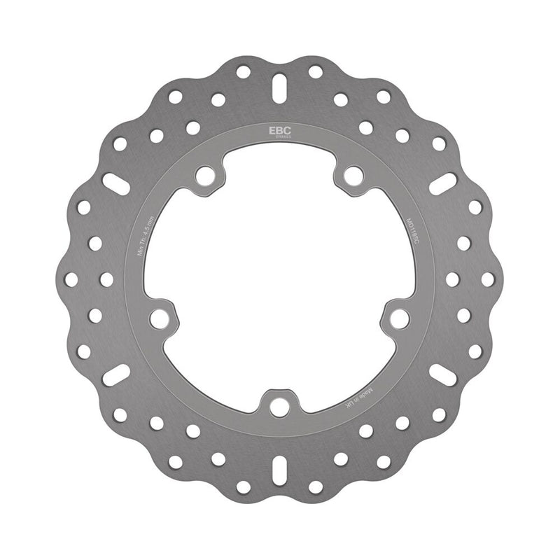 EBC Contour Fixed Brake Rotor for 2014-2020 HONDA Wave® Silver Stainless Steel Solid-Mount Rear One Piece (Fixed) High-Carbon Stainless Steel #MD1185C