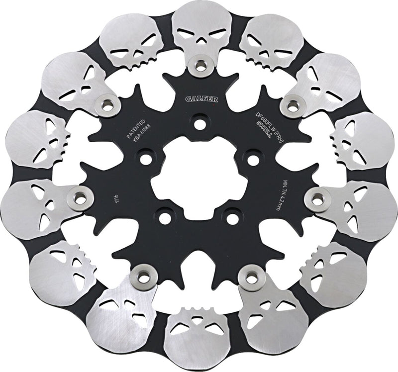 Galfer Skull Brake Rotor for 2000-2014, 2022-2023 Harley-Davidson Front Two Piece (Floating) 420 High-Carbon Stainless Steel #DF680FRH