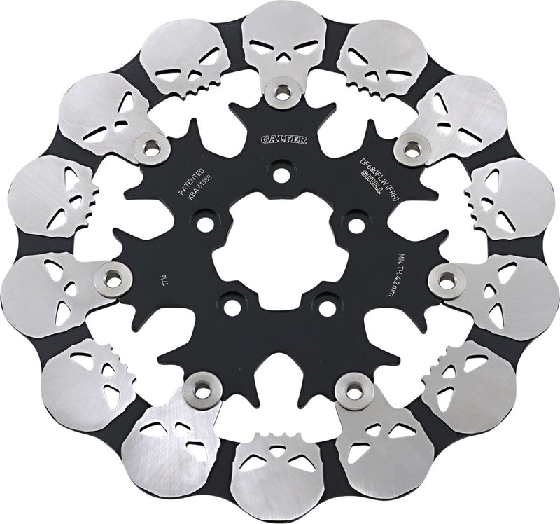 Galfer Skull Brake Rotor for 2000-2014, 2022-2023 Harley-Davidson Front Two Piece (Floating) 420 High-Carbon Stainless Steel #DF680FRH