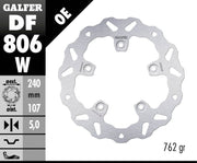Galfer Wave® Brake Rotor Silver Stainless Steel Solid-Mount Rear One Piece (Fixed) #DF806W