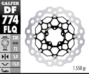 Galfer Brake Rotor Floating Cubiq for 2007-2026 DUCATI Black Silver Full-Floating Front Two Piece (Floating) Aluminium Stainless Steel #DF774FLQ