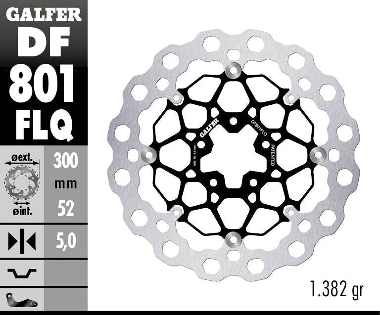 Galfer Brake Rotor Floating Cubiq Black Silver Full-Floating Front Two Piece (Floating) Aluminium Stainless Steel #DF801FLQ