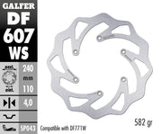 Galfer Wave® Brake Rotor Silver Stainless Steel Solid-Mount Rear One Piece (Fixed) #DF607WS