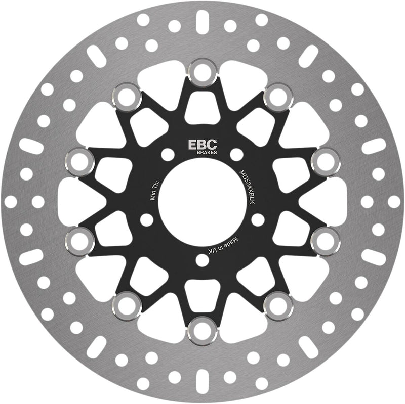 EBC X-Series Brake Rotor for 2016-2022 INDIAN SCOUT X Series Black Silver Full-Floating Front Two Piece (Floating) High-Carbon Stainless Steel #MD534XBLK