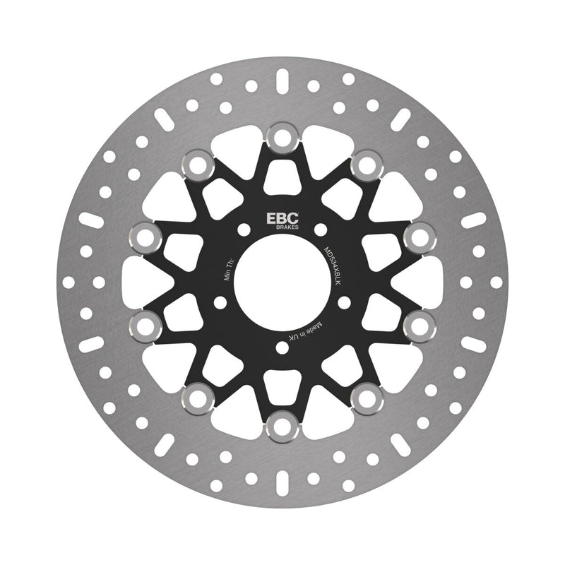 EBC X-Series Brake Rotor for 2016-2022 INDIAN SCOUT X Series Black Silver Full-Floating Front Two Piece (Floating) High-Carbon Stainless Steel #MD534XBLK