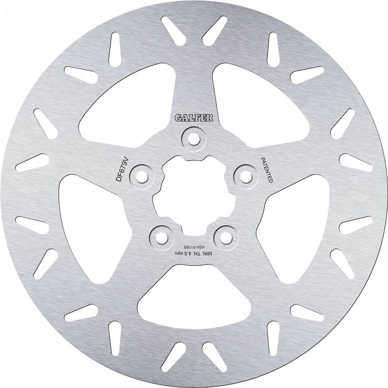 Galfer Brake Rotor Fixed Round for 1984-1989, 1994-1998 Harley-Davidson Silver Stainless Steel Solid-Mount Front One Piece (Fixed) #DF679V
