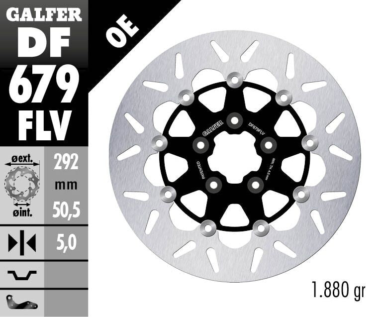 Galfer Brake Rotor Floating Round for 1986-1989, 1994-1999 Harley-Davidson Black Silver Full-Floating Front Two Piece (Floating) Aluminium Alloy St... #DF679FLV