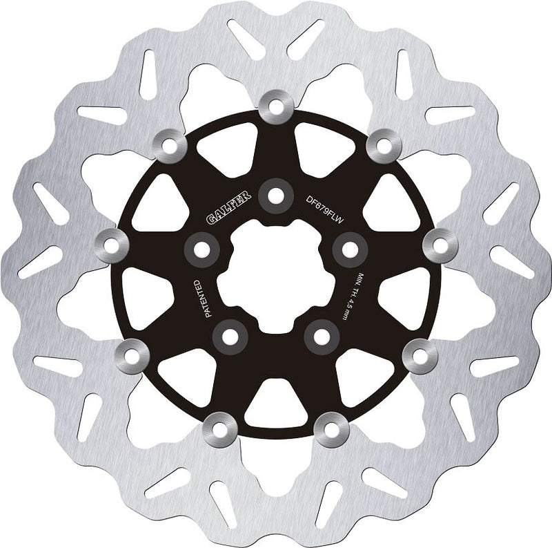 Galfer Brake Rotor for 1984-1999 Harley-Davidson Wave® Black Silver Full-Floating Front Two Piece (Floating) Aluminium Alloy Stainless Steel