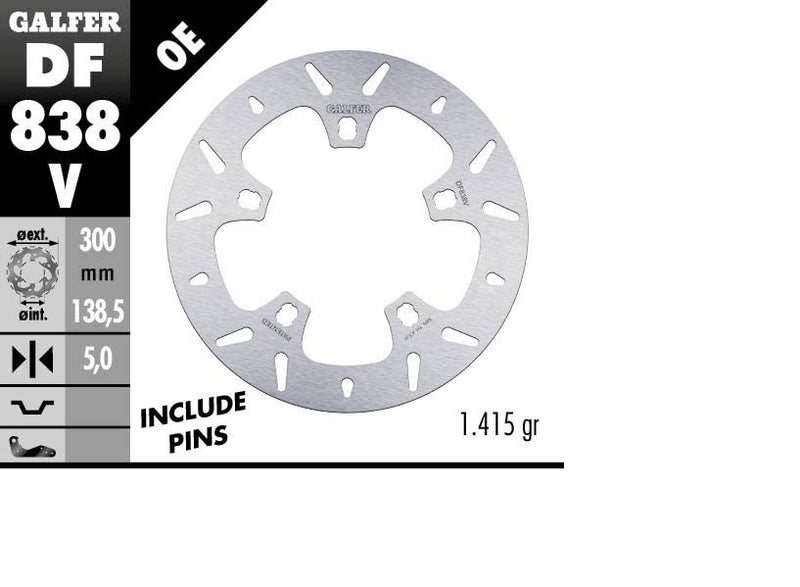 Galfer Brake Rotor Fixed Round for 2014-2023 Harley-Davidson Silver Stainless Steel Solid-Mount Front One Piece (Fixed) #DF838V