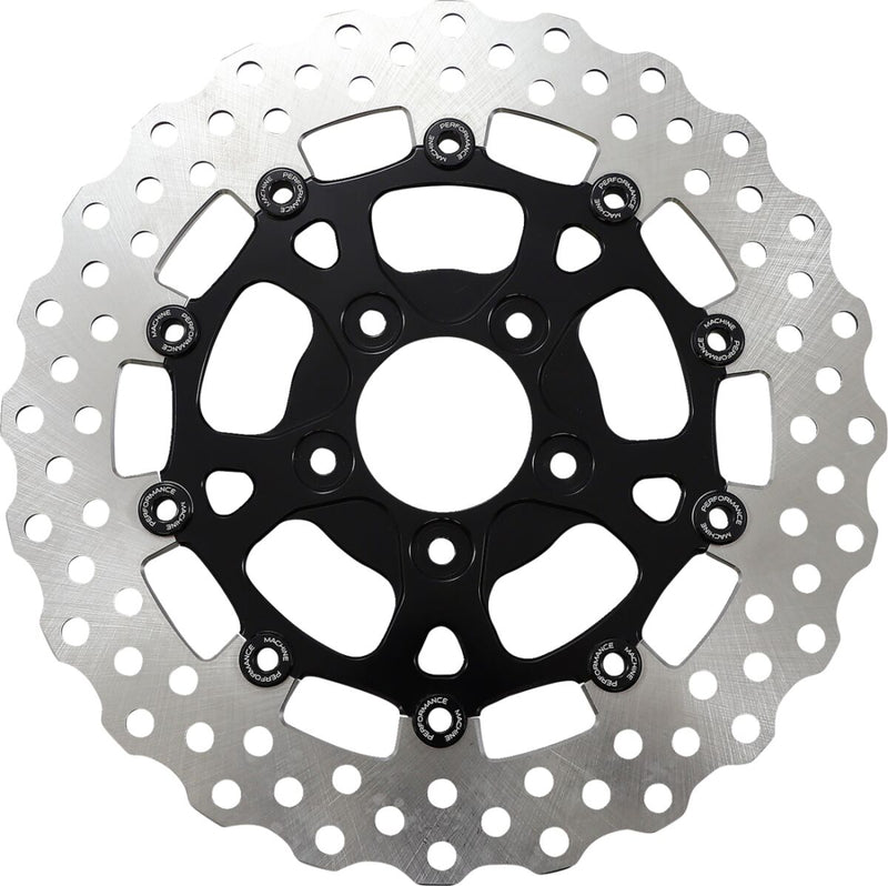 Performance Machine Two-piece Brake Rotor - 420 High-Carbon Stainless Steel, Each, Two Piece (Floating) - Black for Harley-Davidson Touring, Softail, Sportster & Dyna 1984-2014