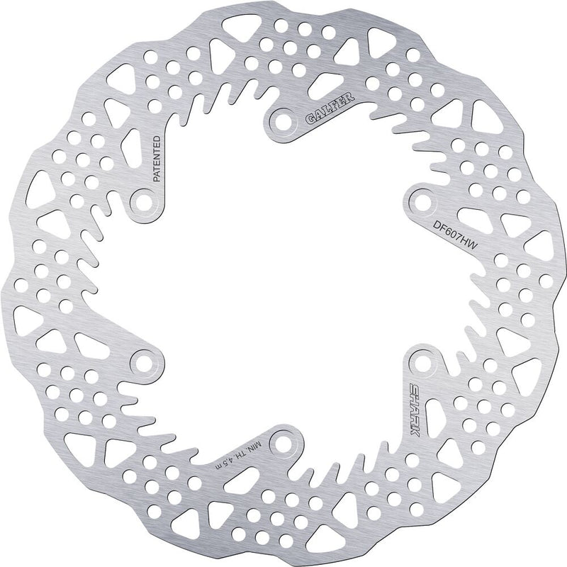 Galfer BRAKE ROTOR SHARK FIXED Shark Fin Silver Solid-Mount Rear One Piece (Fixed) Stainless Steel #DF607HW