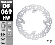 Galfer BRAKE ROTOR SHARK FIXED Silver Solid-Mount Rear One Piece (Fixed) Stainless Steel #DF069HW
